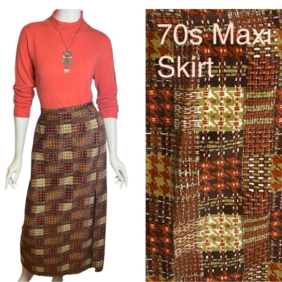 💜 Host Pick Vintage 70s Patchwork Maxi Skirt Size M - Picture 1 of 10